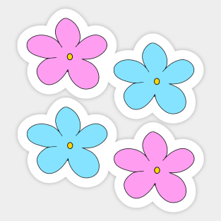 Hand drawn pastel color cartoon flowers Sticker